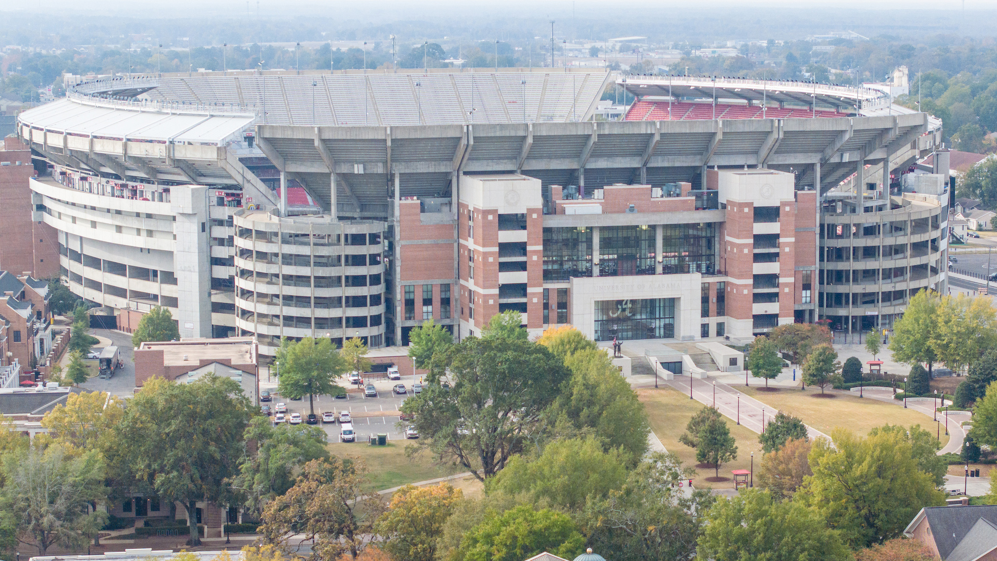 An aerial view of a football stadium